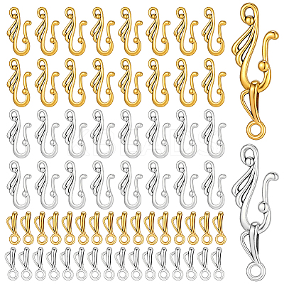100Pcs 2 Colors Tibetan Style Hook and S-Hook Clasps FIND-PH0060-07-1