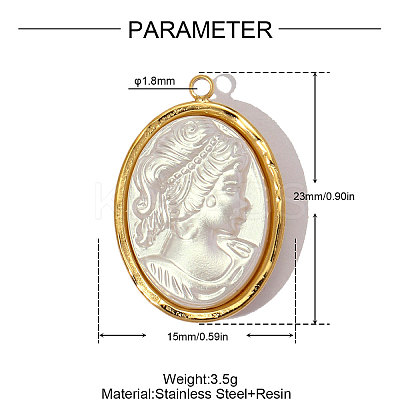 304 Stainless Steel with Resin Pendants RE-OY001-04G-1