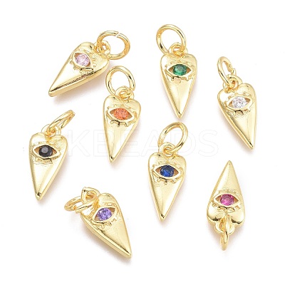 Brass Micro Pave Cubic Zirconia Pendants KK-P187-15-G-1