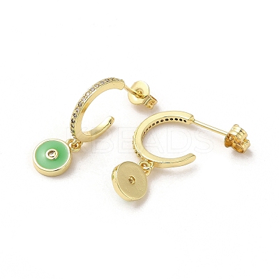 Ring & Evil Eye Real 18K Gold Plated Brass Stud Earrings EJEW-L268-037G-03-1