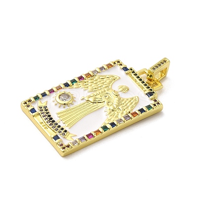 Brass Micro Pave Cubic Zirconia Pendants with Enamel KK-H458-03G-18-1
