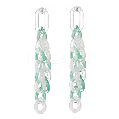 Acrylic Curb Chain Tassel Dangle Stud Earrings for Women EJEW-JE04767-03-1