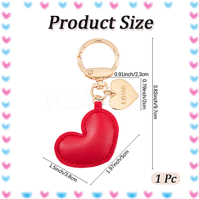 1Pc Imitation Leather Heart Keychain KEYC-CL0001-14D-1