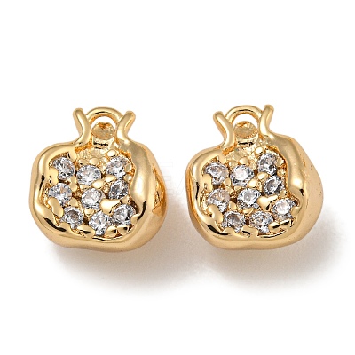 Brass Micro Pave Clear Cubic Zirconia Charms KK-U037-12G-03-1