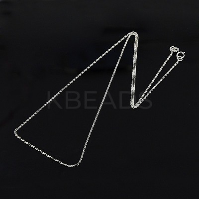 Anti-Tarnish Trendy Unisex Rhodium Plated Sterling Silver Cable Chains Necklaces X-STER-M034-B-07-1