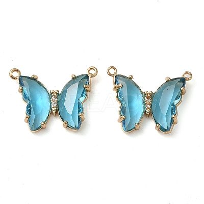 Brass Pave Faceted Glass Connector Charms FIND-Z020-03C-1