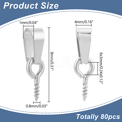 20Pcs 201 Stainless Steel Screw Eye Pin Peg Bails STAS-LP0001-21-1