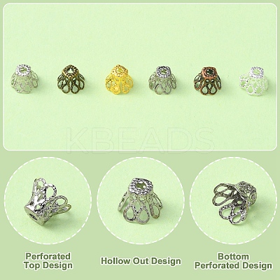 600PCS 6Colors Iron Bead Caps IFIN-YW0003-06-1