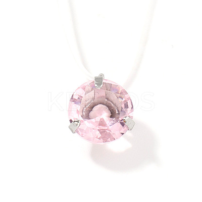 Flat Round Plastic Pendant Invisible Cord Necklaces for Women JB6177-10-1