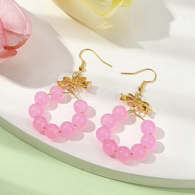 Imitation Jade Glass Beaded Ring Dangle Earrings EJEW-JE05567-05-1