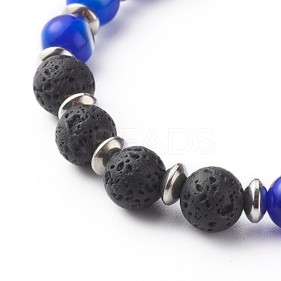 Handmade Evil Eye Lampwork Beaded Stretch Bracelets BJEW-JB06466-01-1