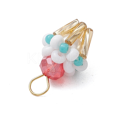 Glass Seed Beaded Cupcake Pendants PALLOY-MZ00581-1