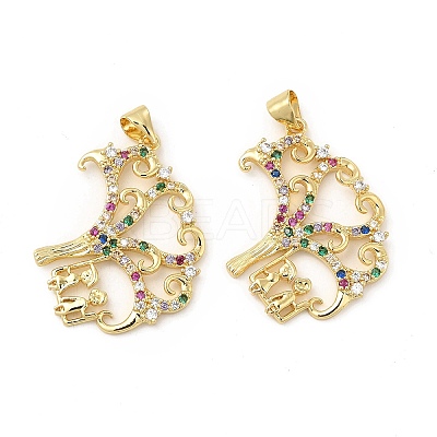 Brass Micro Pave Cubic Zirconia Pendants KK-H441-37LG-1