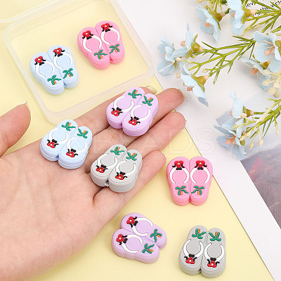 8Pcs 4 Colors Food Grade Eco-Friendly Silicone Focal Beads SIL-CA0002-16-1