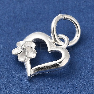 925 Sterling Silver Heart with Flower Charms X-STER-K180-10S-1
