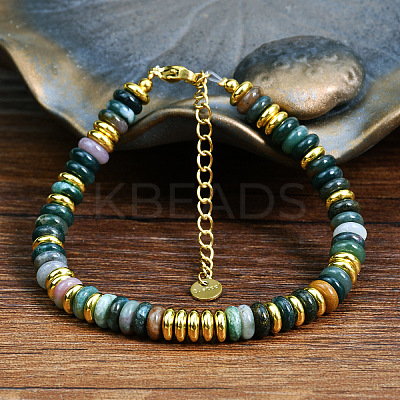 Natural Indian Agate Rondelle Beaded Bracelets FS-WGEAC01-05-1