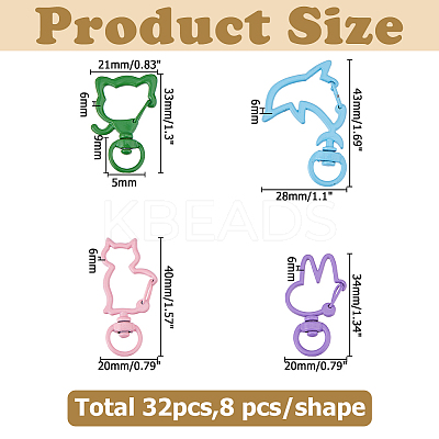 32Pcs 4 Styles Zinc Alloy Enamel Swivel Clasps FIND-HS0002-01-1