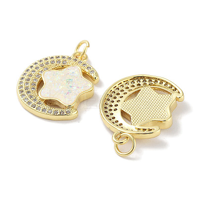 Brass Micro Pave Clear Cubic Zirconia Pendants KK-L213-046G-1