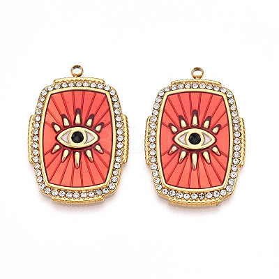 Ion Plating(IP) 304 Stainless Steel Evil Eye Enamel Pendants STAS-N107-04A-G-1