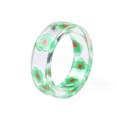 Transparent Resin Flower Finger Ring for Women RJEW-T022-029-1