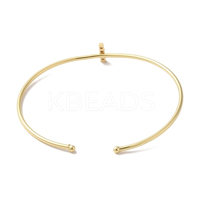 Rack Plating Brass Micro Pave Clear Cubic Zirconia Letter Open Cuff Bangles BJEW-A018-01G-I-1