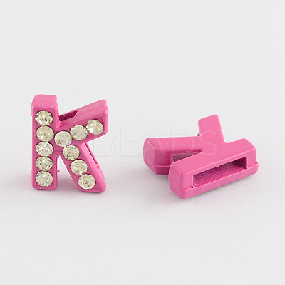 Mixed Color Zinc Alloy Grade A Rhinestone Letter Slide Charms ALRI-S130-K-1