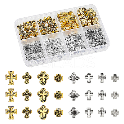 120Pcs 8 Styles Tibetan Style Alloy Beads FIND-HY0003-60-1