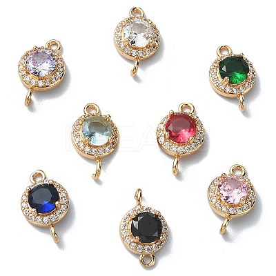 10Pcs Light Gold Plated Brass Pave Cubic Zirconia Connector Charms KK-CJ0002-26-1