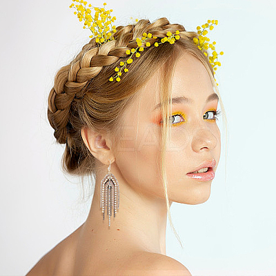 2 Pairs 2 Colors Natural Pearl Beaded & Rhinestone Chains Tassel Earrings EJEW-AN0004-23-1
