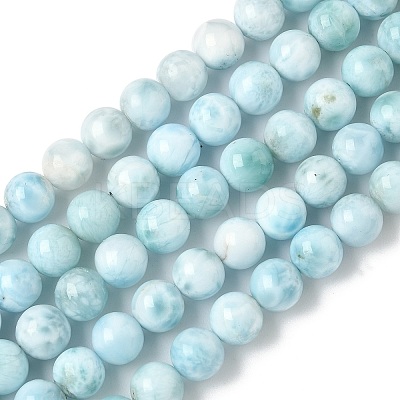 Natural Larimar Beads Strands G-B141-01-6mm-1