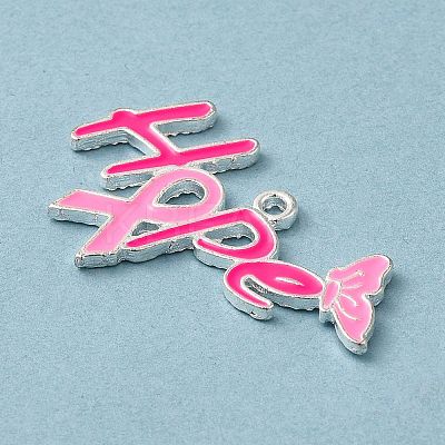 Breast Cancer Pink Awareness Ribbon Theme Alloy Enamel Pendants ENAM-A147-01H-1