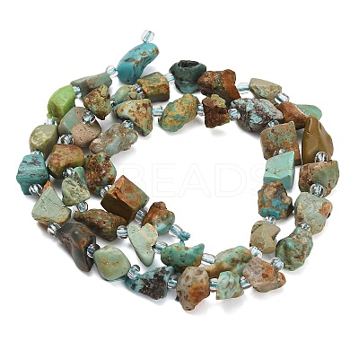 Raw Rough Natural HuBei Turquoise Beads Strands G-A322-B03-01-1