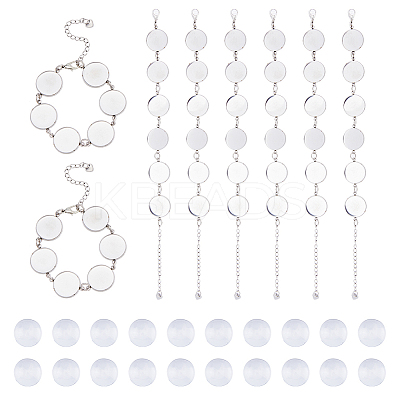 8Pcs Round 304 Stainless Steel Cabochon Setting Bracelets BJEW-AB00019-1