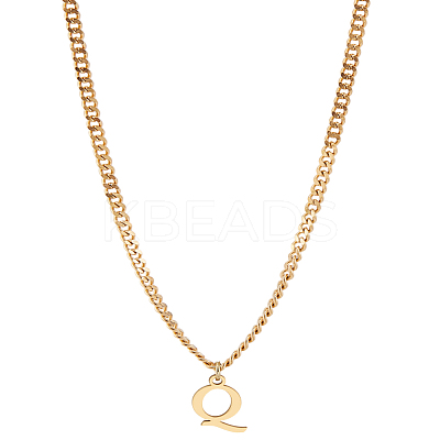 1Pc 304 Stainless Steel Letter Pendant Necklaces NJEW-LP0001-33Q-G-1