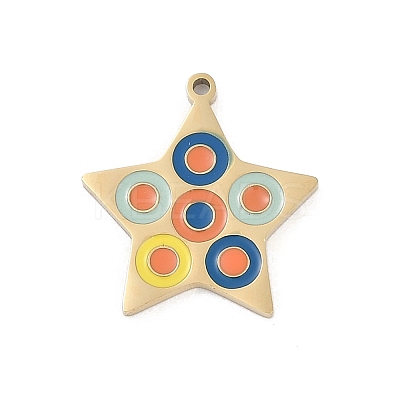 304 Stainless Steel Enamel Pendants STAS-I325-047G-1