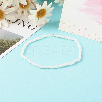 Faceted Rondelle Natural Rainbow Moonstone Beads Stretch Bracelets BJEW-JB06383-06-1