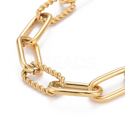 304 Stainless Steel Paperclip Chain Bracelets X-BJEW-F412-02G-1