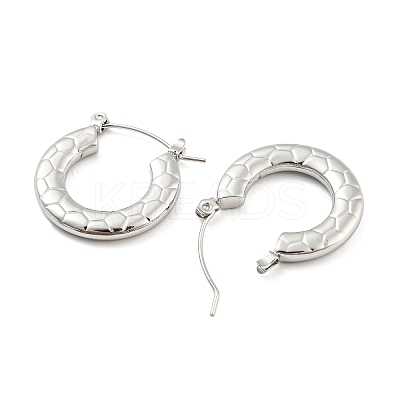 Non-Tarnish Texture Ring 304 Stainless Steel Hoop Earrings for Women EJEW-C067-05P-1