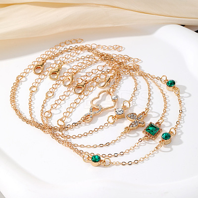 5Pcs 5 Styles Alloy Chain Bracelet & Bangle Set for Women WG6073F-01-1