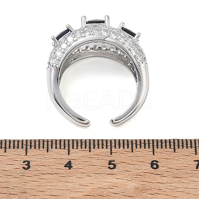 Brass Micro Pave Cubic Zirconia Cuff Open Rings for Women RJEW-L343-13P-1