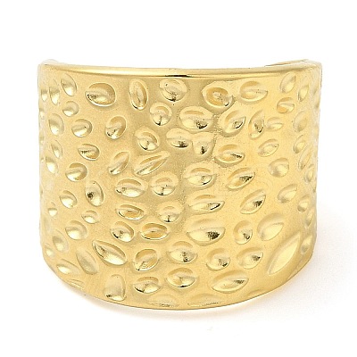 304 Stainless Steel Grooved Open Cuff Ring for Women RJEW-I098-25G-1