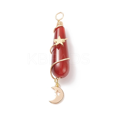 Dyed Natural Carnelian Big Pendants PALLOY-JF01866-03-1
