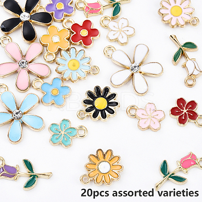20Pcs 5 Styles Random Color Alloy Enamel Charms ENAM-YW0004-79A-1