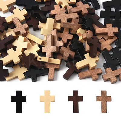 100Pcs 4 Colors Wooden Pendants WOOD-FS0001-50-1