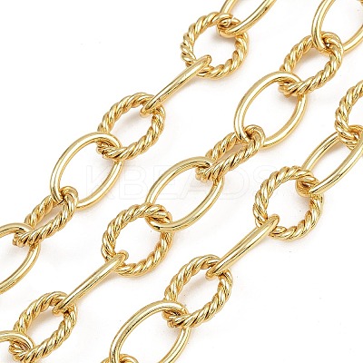 Brass Textured Oval Link Chains CHC-L054-17G-1