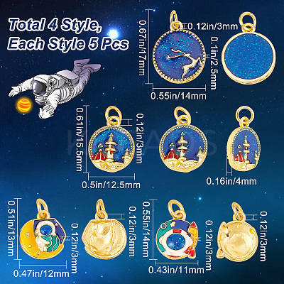 20Pcs 4 Style Alloy Enamel Pendants ENAM-SC0003-18-1