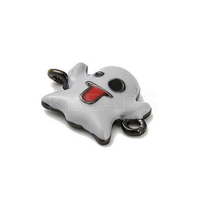 Halloween Brass Light Grey Enamel Connector Charms KK-F915-04A-B-1