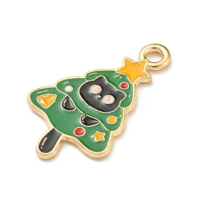 Christmas Kitten Alloy Enamel Pendants ENAM-I060-02B-1