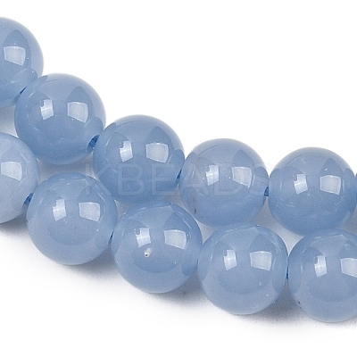 Natural Angelite Beads Strands G-G286-A01-6mm-1