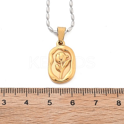 304 Stainless Steel Rose Pendant Necklaces for Women NJEW-S439-01B-GP-1